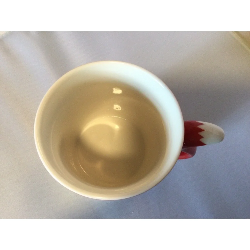 2016 Starbucks Red Fox With Tail Handle Winter 12oz Coffee Mug Cup Red & White